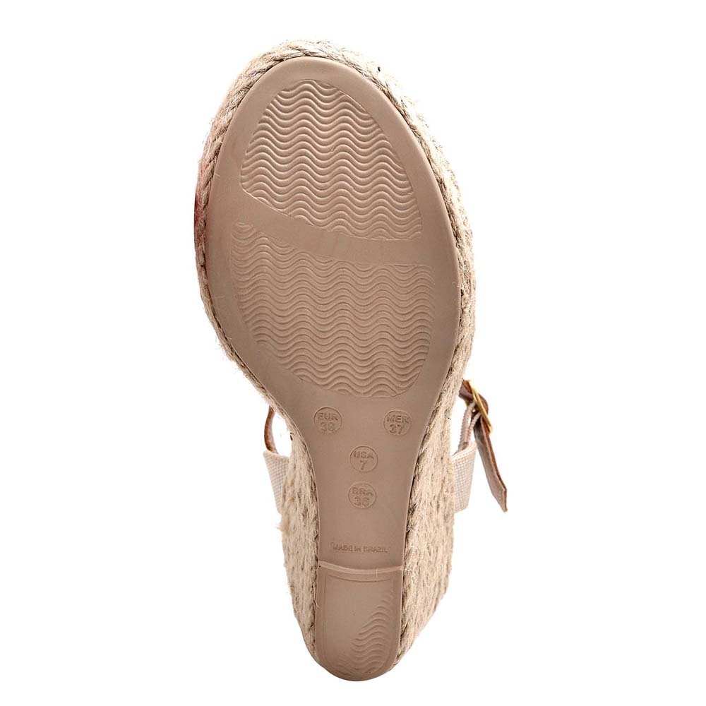 Sandália Anabela em Couro Feminino Tirar Fivela Sola Corda Natural Confortável Marrom 4