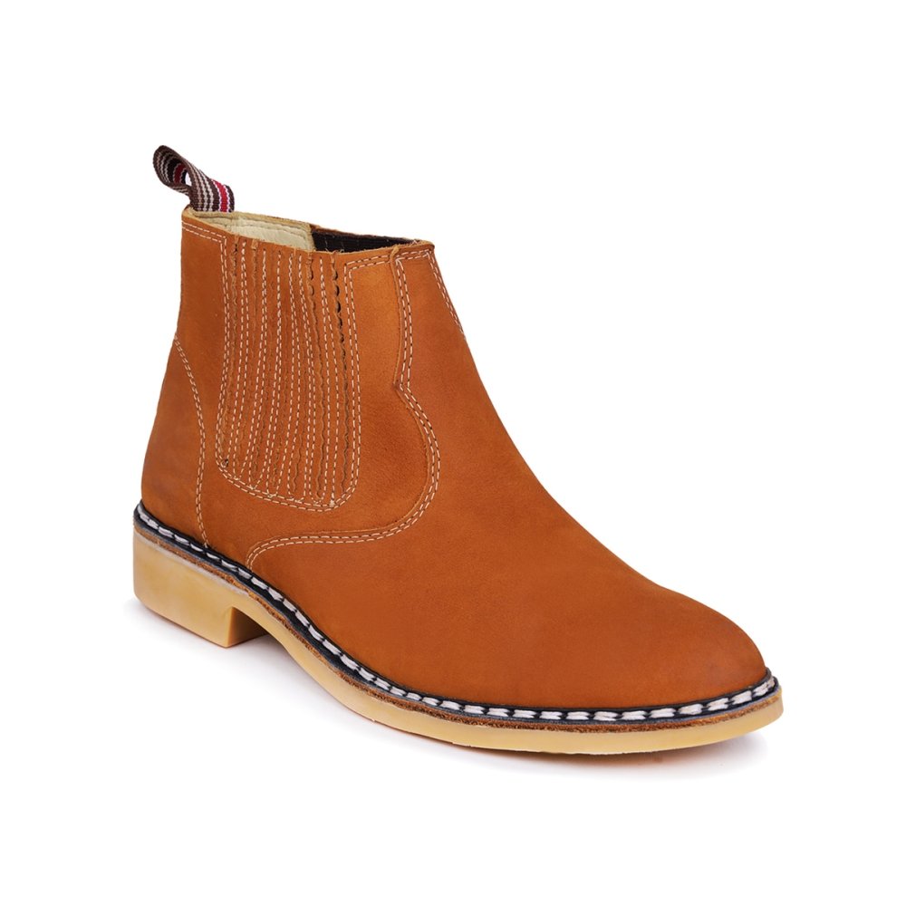 Bota Botina Country em Couro Masculino Cano Médio Elástico Resistente Confortável