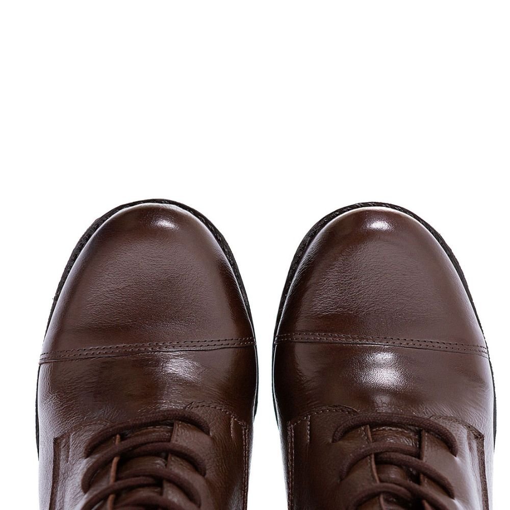 Coturno Feminino Cano Curto Zíper Bota Tratorada Casual Marrom 4