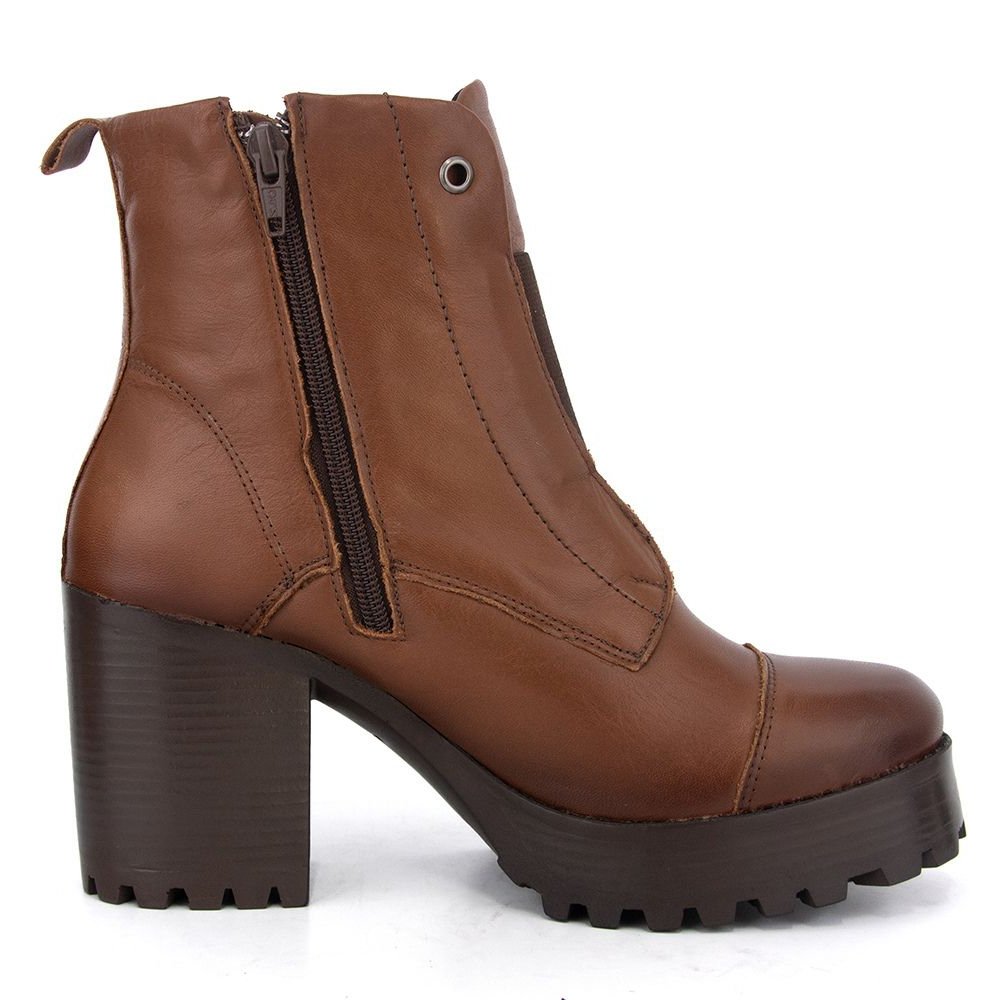 Bota Coturno Feminino Cano Curto Zíper Lateral Bota Casual
