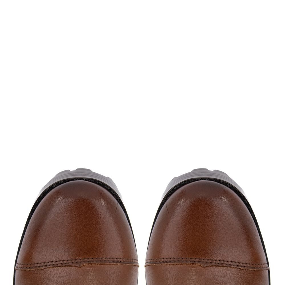 Bota Coturno Feminino Cano Curto Zíper Lateral Bota Casual Marrom 4