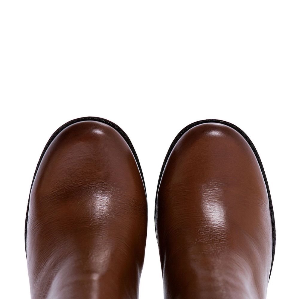 Bota Coturno Feminina Tratorada Bota Chelsea Cano Médio Elástico Casual Marrom 6