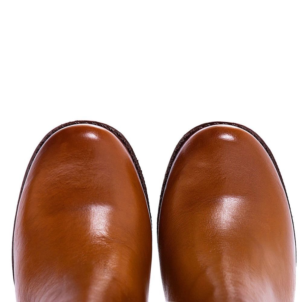 Bota Feminina Coturno Tratorado Cano Curto Zíper Lateral Bota Casual Marrom 6