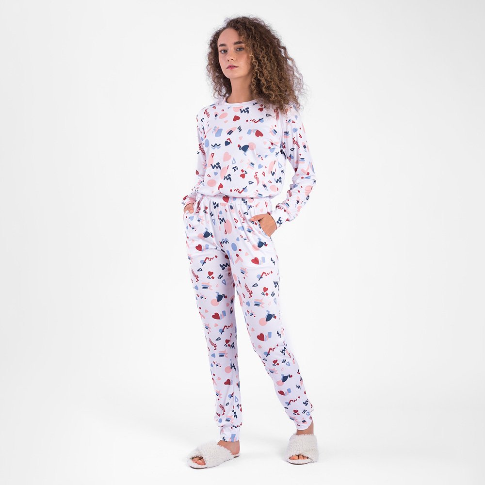 Pijama Longo Corações Branco 1