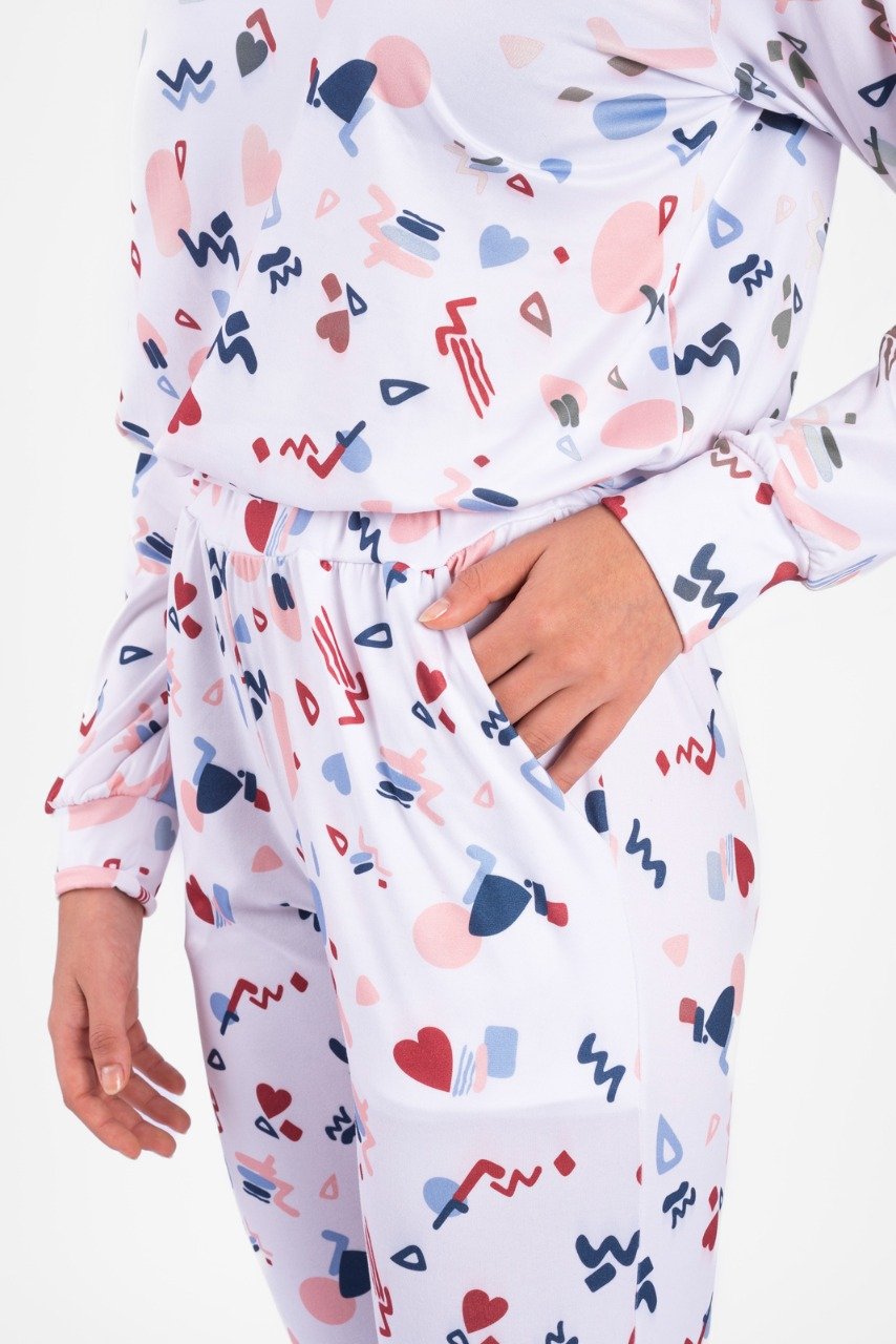 Pijama Longo Corações Branco 2