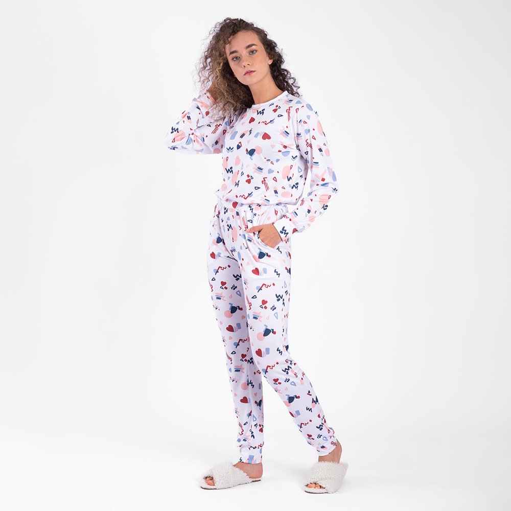 Pijama Longo Corações Branco 3