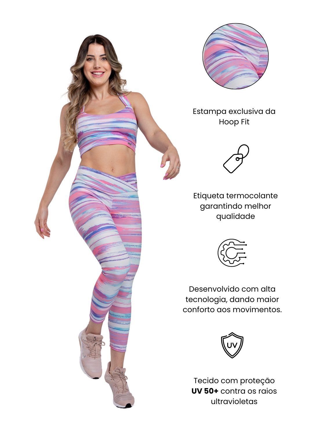Top Fitness Academia Hoopfit Feminino Estampado Fanni Multicores