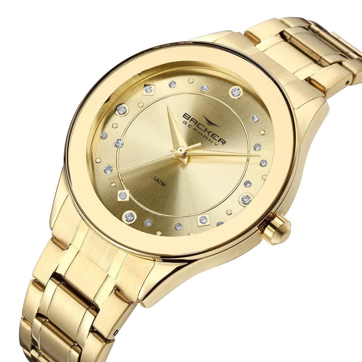 Relógio Backer Feminino Ref: 4009145f Ch Fashion Dourado Dourado 2