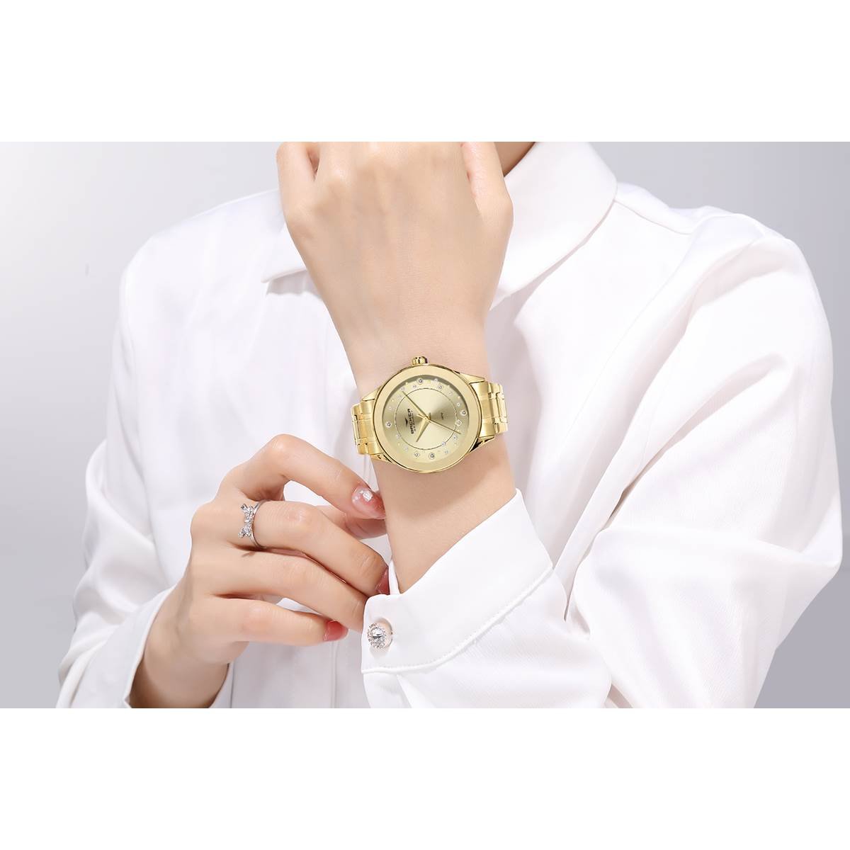 Relógio Backer Feminino Ref: 4009145f Ch Fashion Dourado Dourado 3