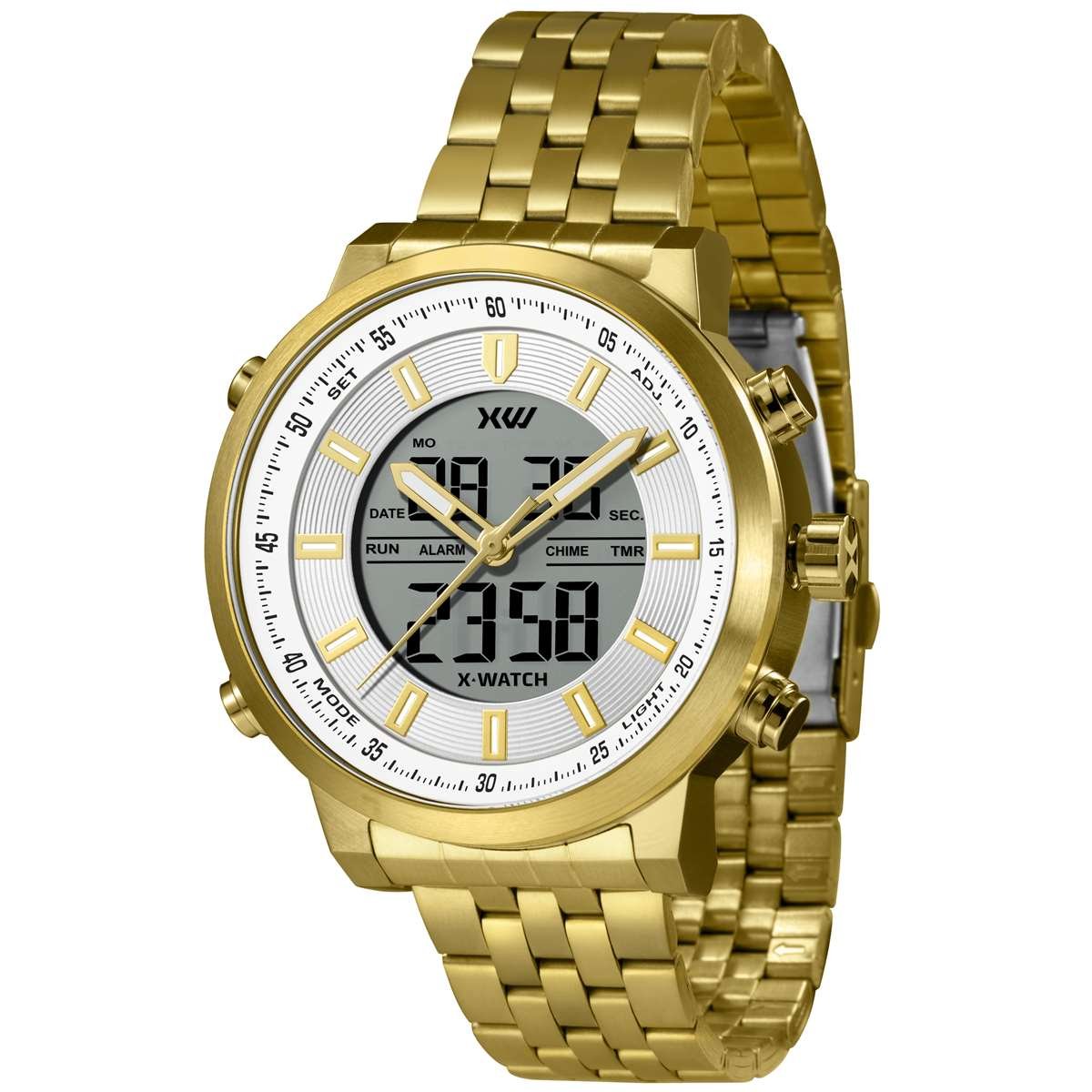 Relógio X-Watch Masculino Ref: Xmgsa010 B1kx Dourado Anadigi Dourado 1