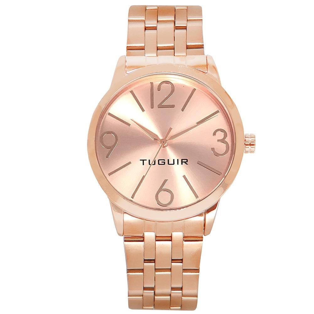 Relógio Tuguir Feminino Ref: Tg148 Tg30108 Casual Rosé Rosa 2