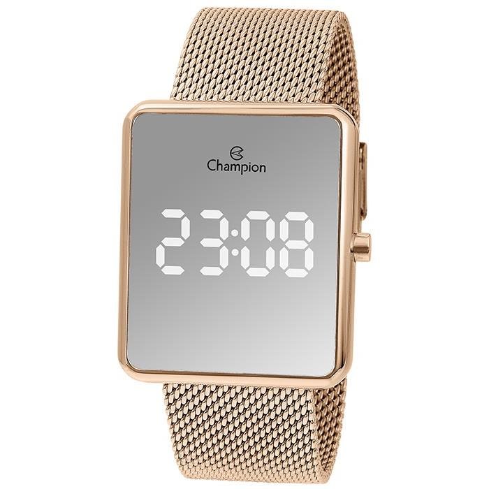Relógio Champion Feminino Ref: Ch40080z LED Espelhado Rosé