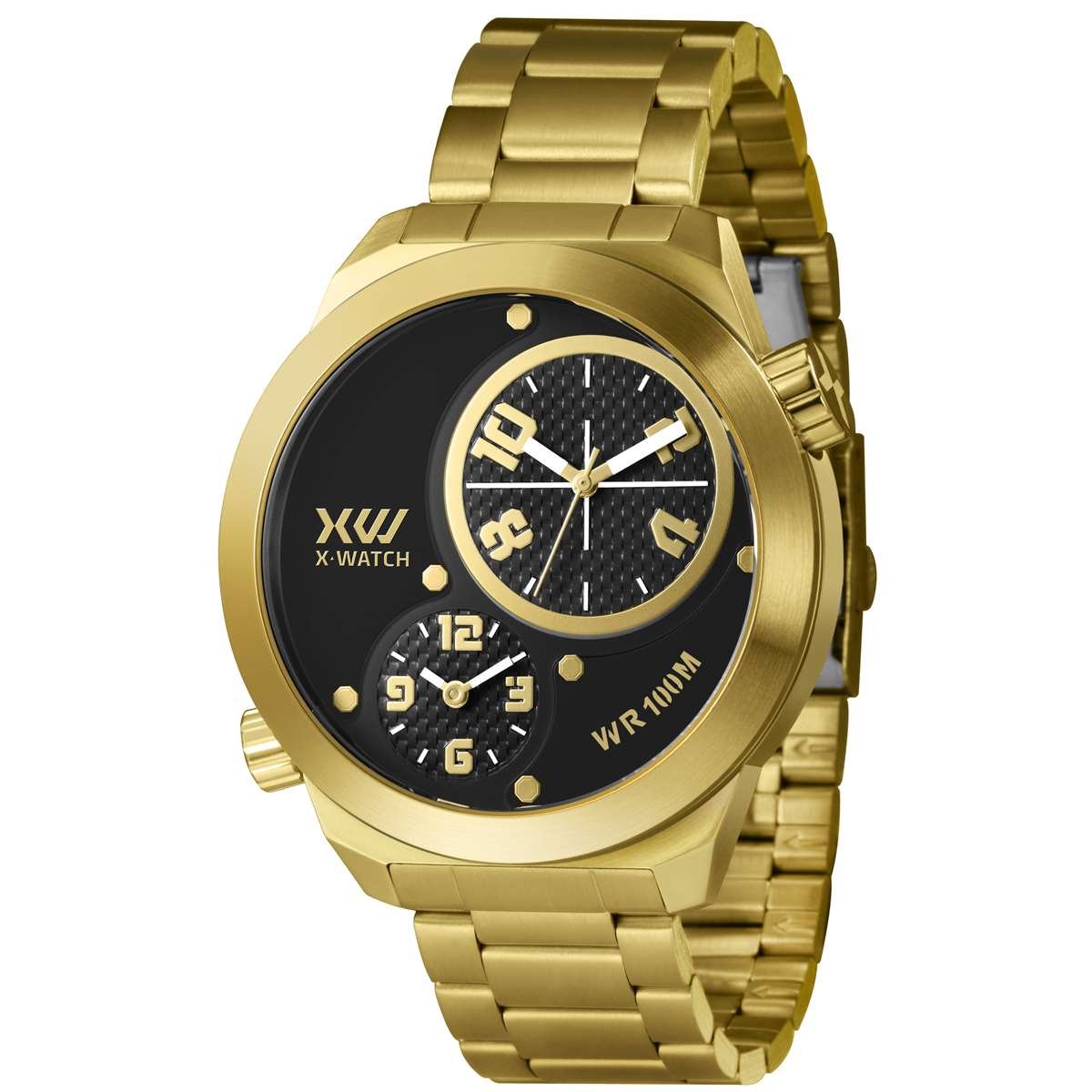 Relógio X-Watch Masculino Ref: Xmgst001 P2kx Oversized Dourado Dourado 1