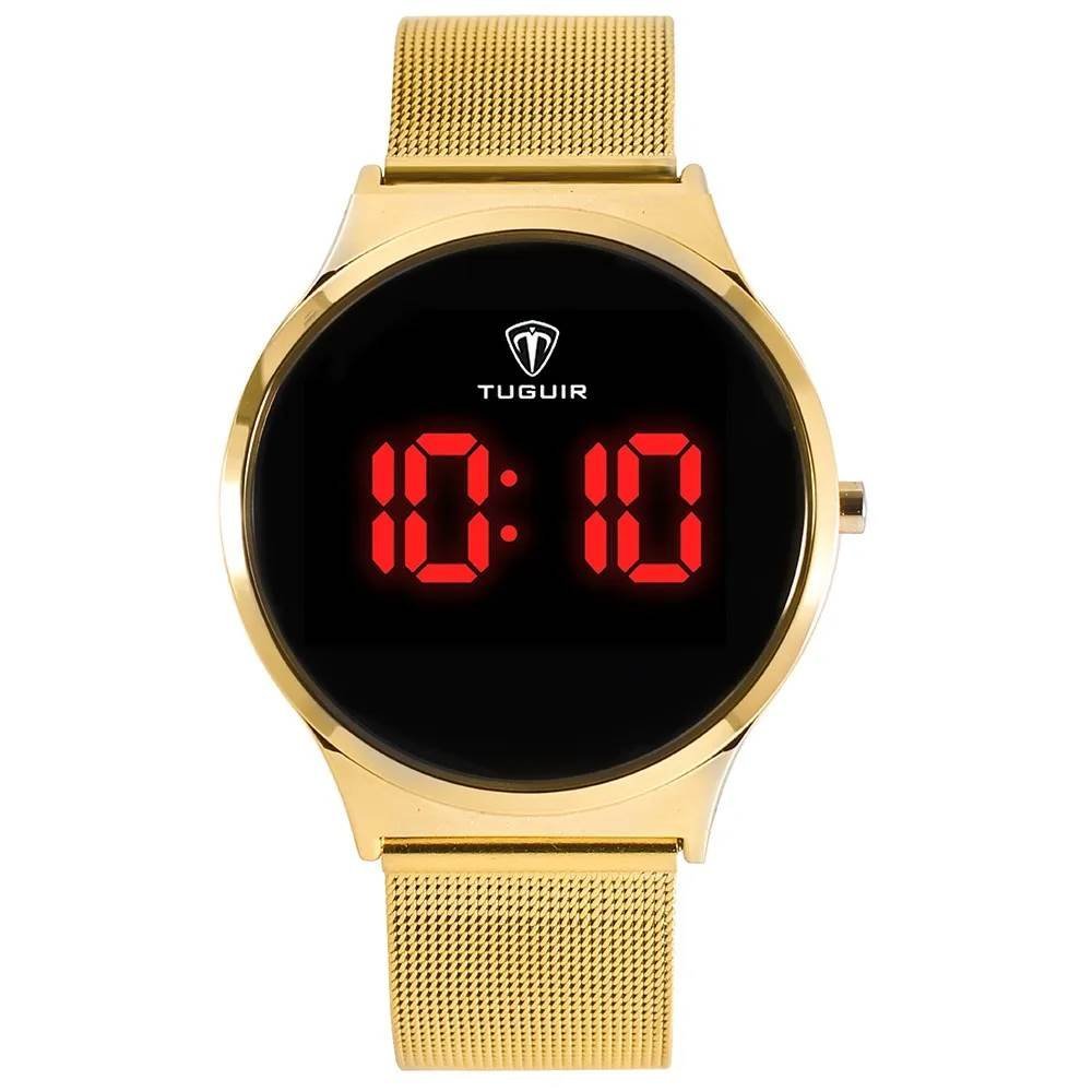Relógio Tuguir Feminino Ref: Tg107 Tg30049 Digital LED Dourado Dourado 1