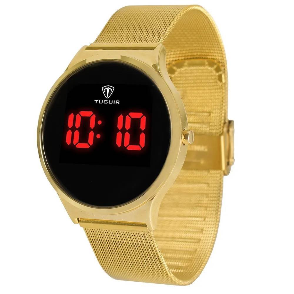 Relógio Tuguir Feminino Ref: Tg107 Tg30049 Digital LED Dourado Dourado 3