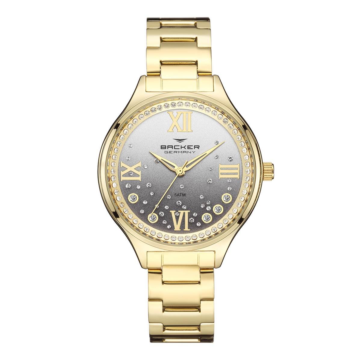 Relógio Backer Feminino Ref: 12053145f Cz Fashion Dourado Dourado 1
