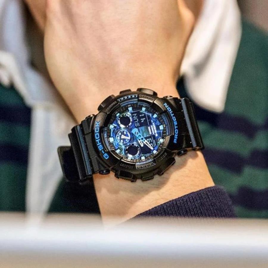 Relógio Casio Masculino Ref: Ga-100cb-1adr G-Shock Anadigi Azul 3