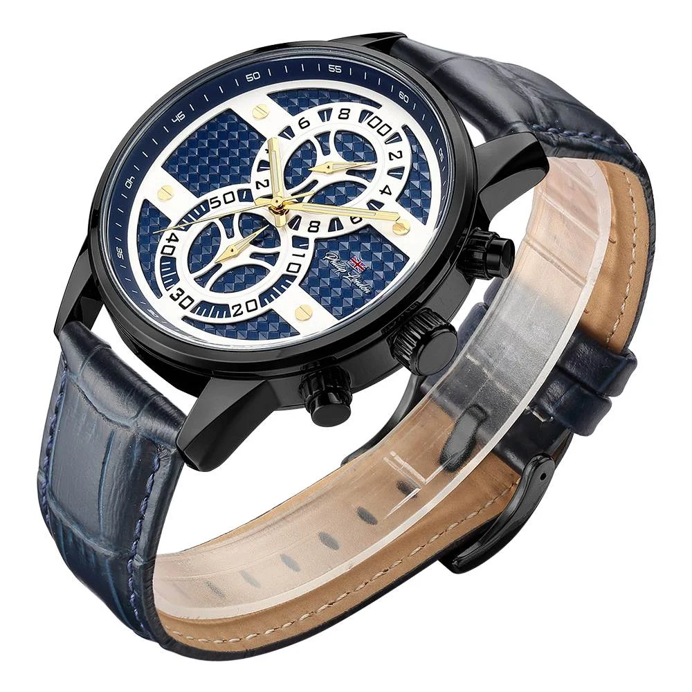 Relógio Philiph London Masculino Ref: Pl80300612m Az N Cronógrafo Black Azul 2