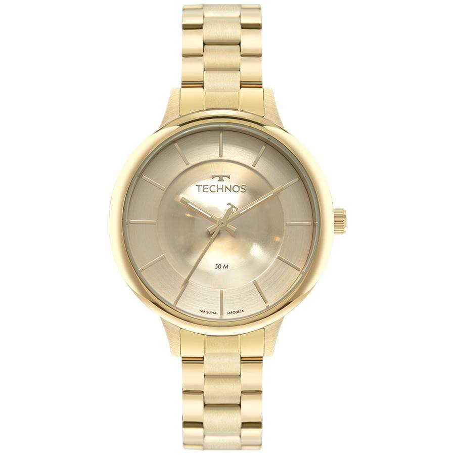 Relógio Technos Feminino Ref: 2039du/1x Fashion Brilho Dourado Dourado 1