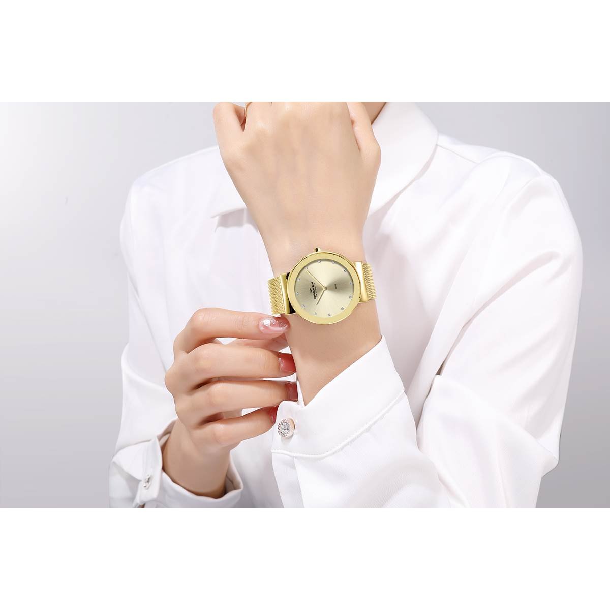 Relógio Backer Feminino Ref: 14027145f Ch Fashion Dourado Dourado 3