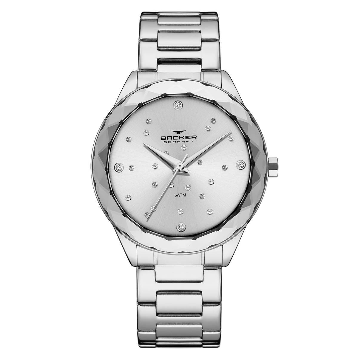 Relógio Backer Feminino Ref: 4004123f Si Fashion Prateado