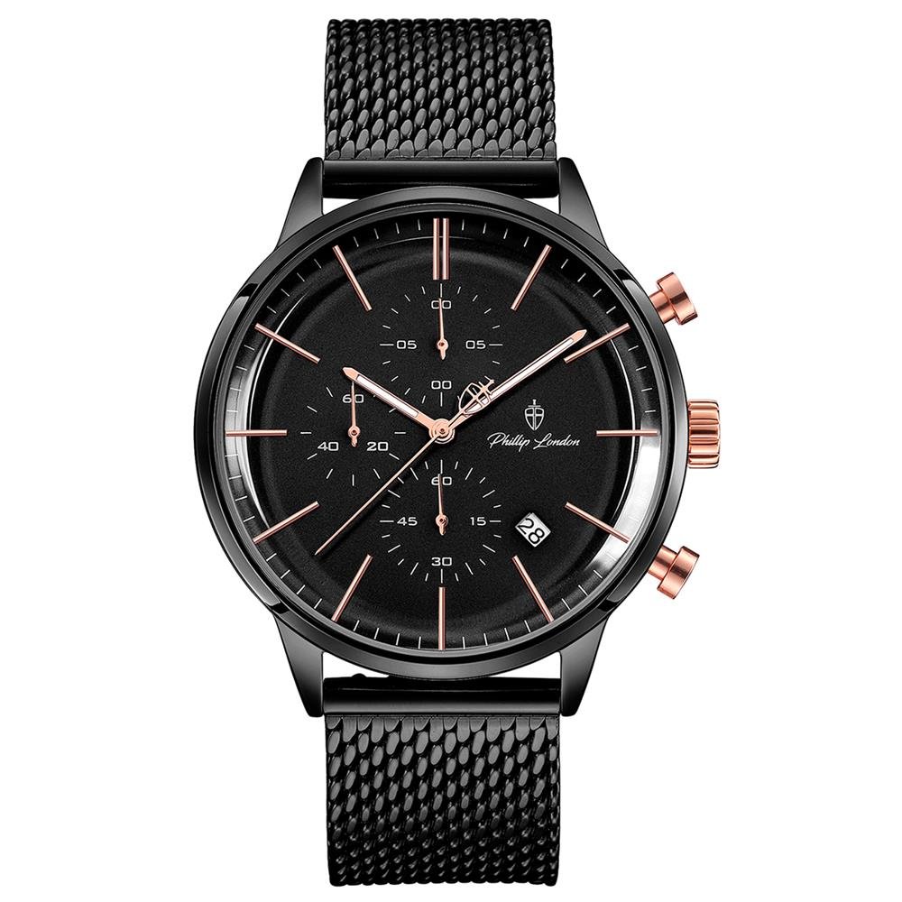 Relógio Philiph London Masculino Ref: Pl80251613m Pr N Cronógrafo Black