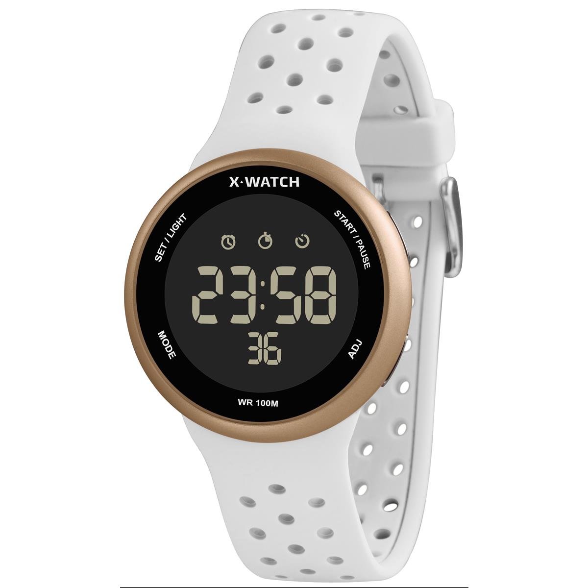 Relógio X-Watch Feminino Ref: Xfppd059w Pxbx Esportivo Digital Branco 1