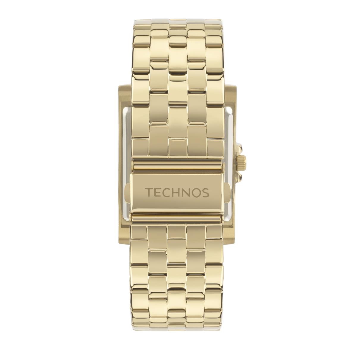 Relógio Technos Masculino Ref: 2115nda/1p Executive Retangular Dourado Dourado 2