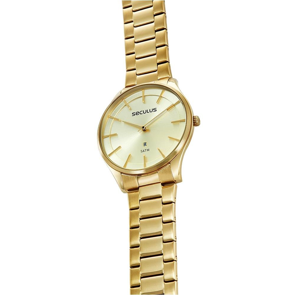 Relógio Seculus Masculino Ref: 77182gpsvda2 Slim Dourado Dourado 4