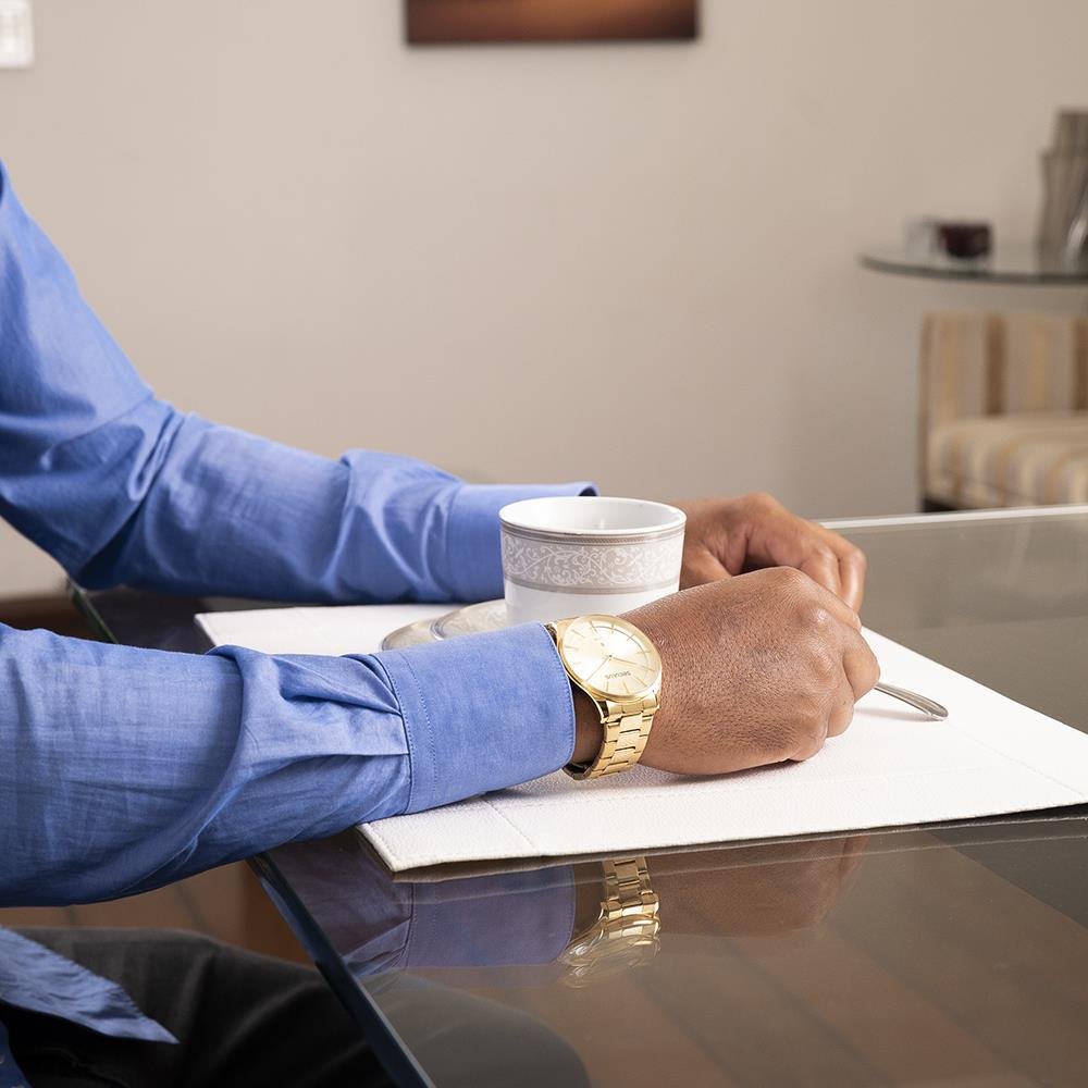 Relógio Seculus Masculino Ref: 77182gpsvda2 Slim Dourado Dourado 5