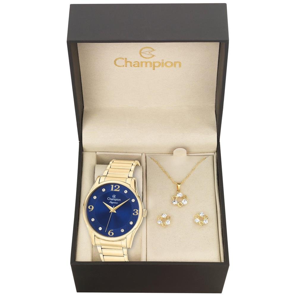 Relógio Champion Feminino Ref: Cn26215k Dourado + Semijoia Dourado 1