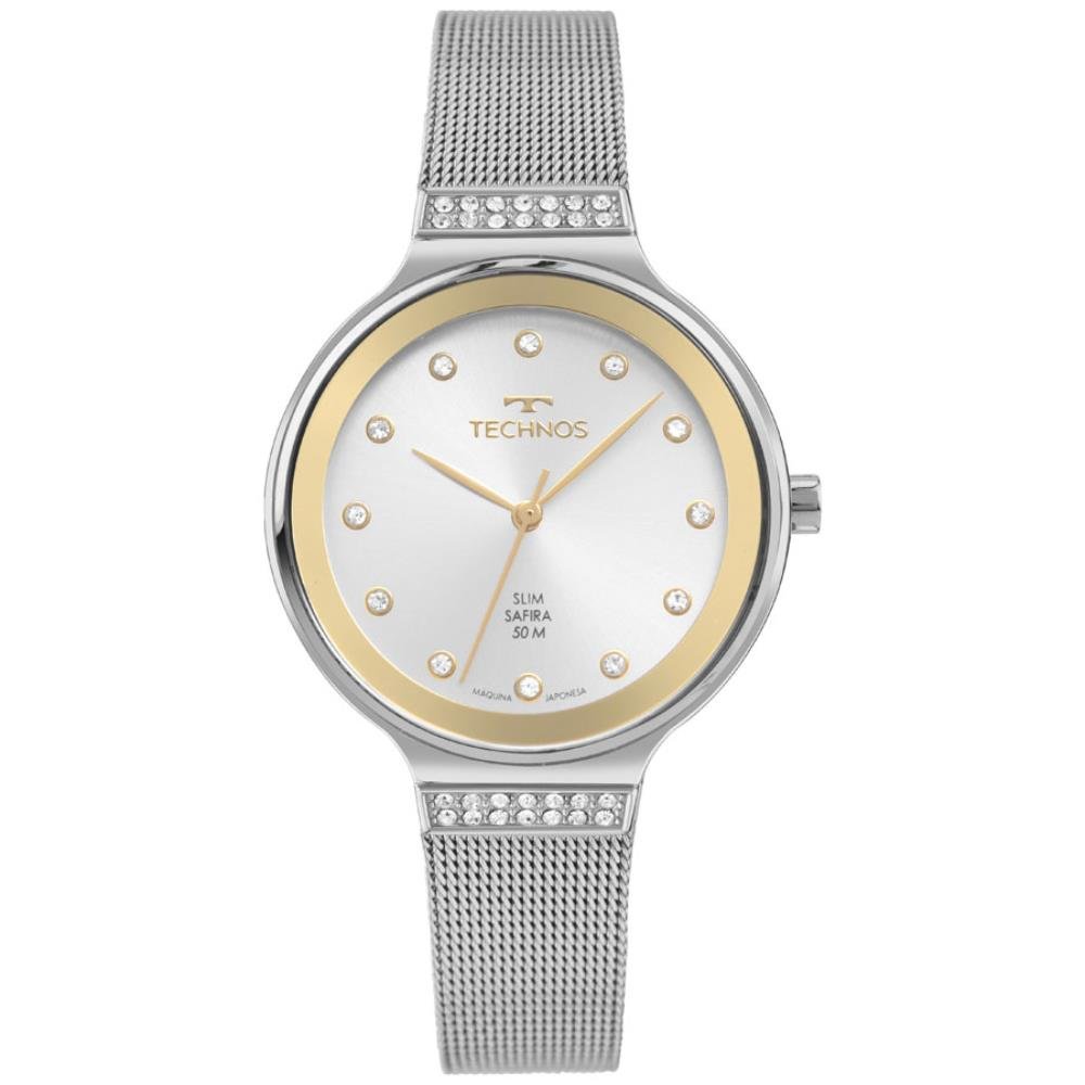 Relógio Technos Feminino Ref: Gl32ba/1k Safira Mesh Prateado Prata 1