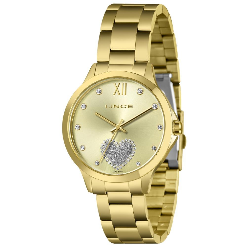 Relógio Lince Feminino Ref: Lrg4808l40 Cskx Coração Dourado Dourado 1