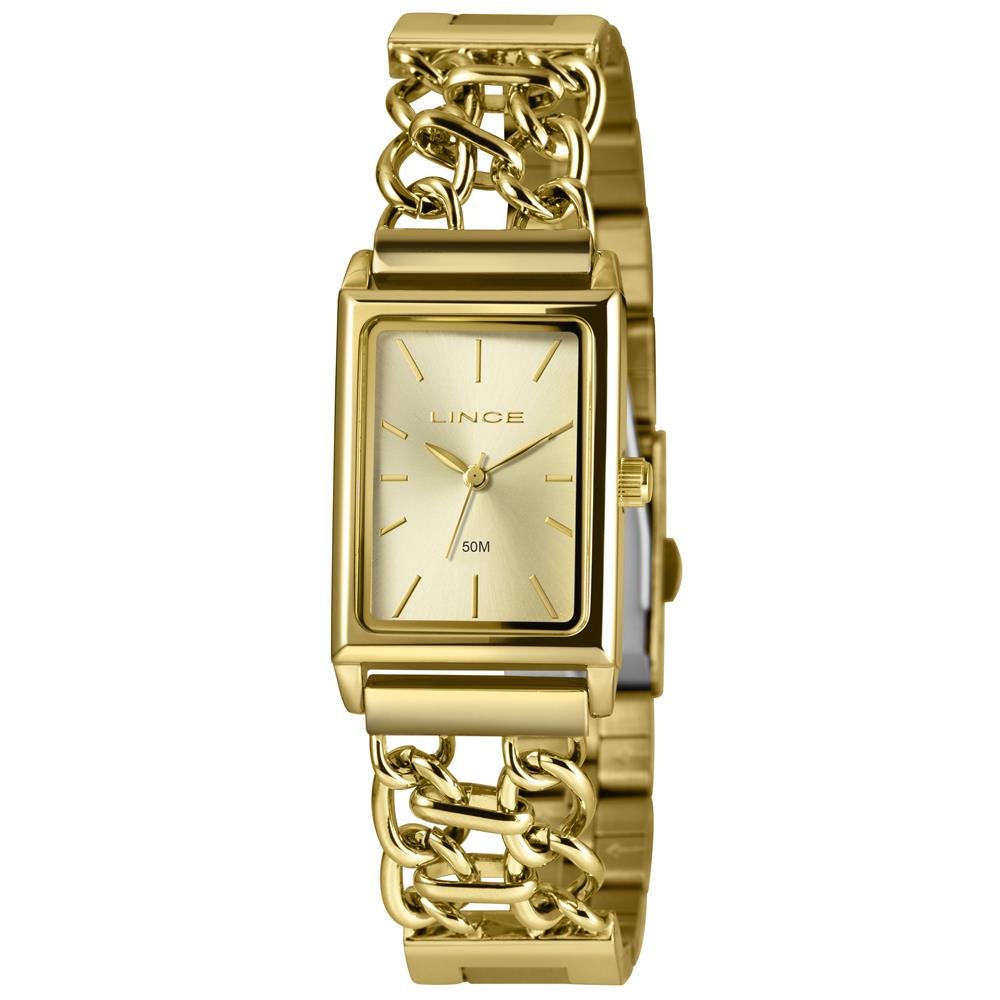Relógio Lince Feminino Ref: Lqg4798l23 C1kx Retangular Bracelete Dourado Dourado 1