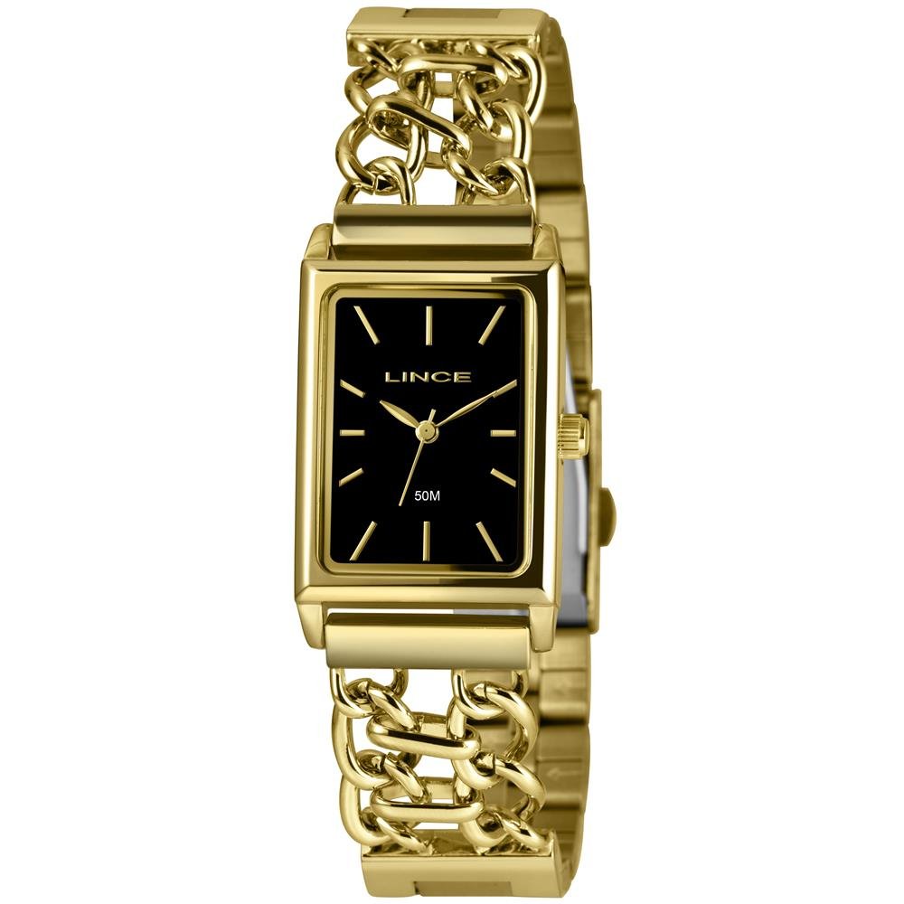 Relógio Lince Feminino Ref: Lqg4798l23 P1kx Retangular Bracelete Dourado Dourado 1