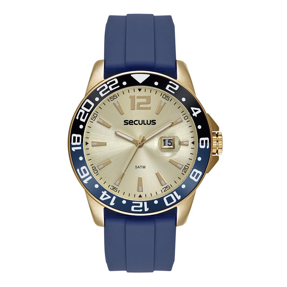Relógio Seculus Masculino Ref: 44220gpsvdu2 Esportivo Dourado