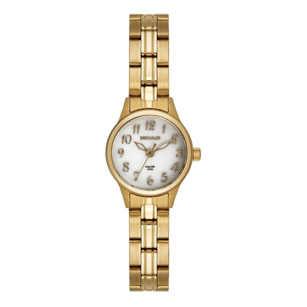 Relógio Seculus Feminino Ref: 44196lpsvda2 Clássico Aço Dourado Dourado 1