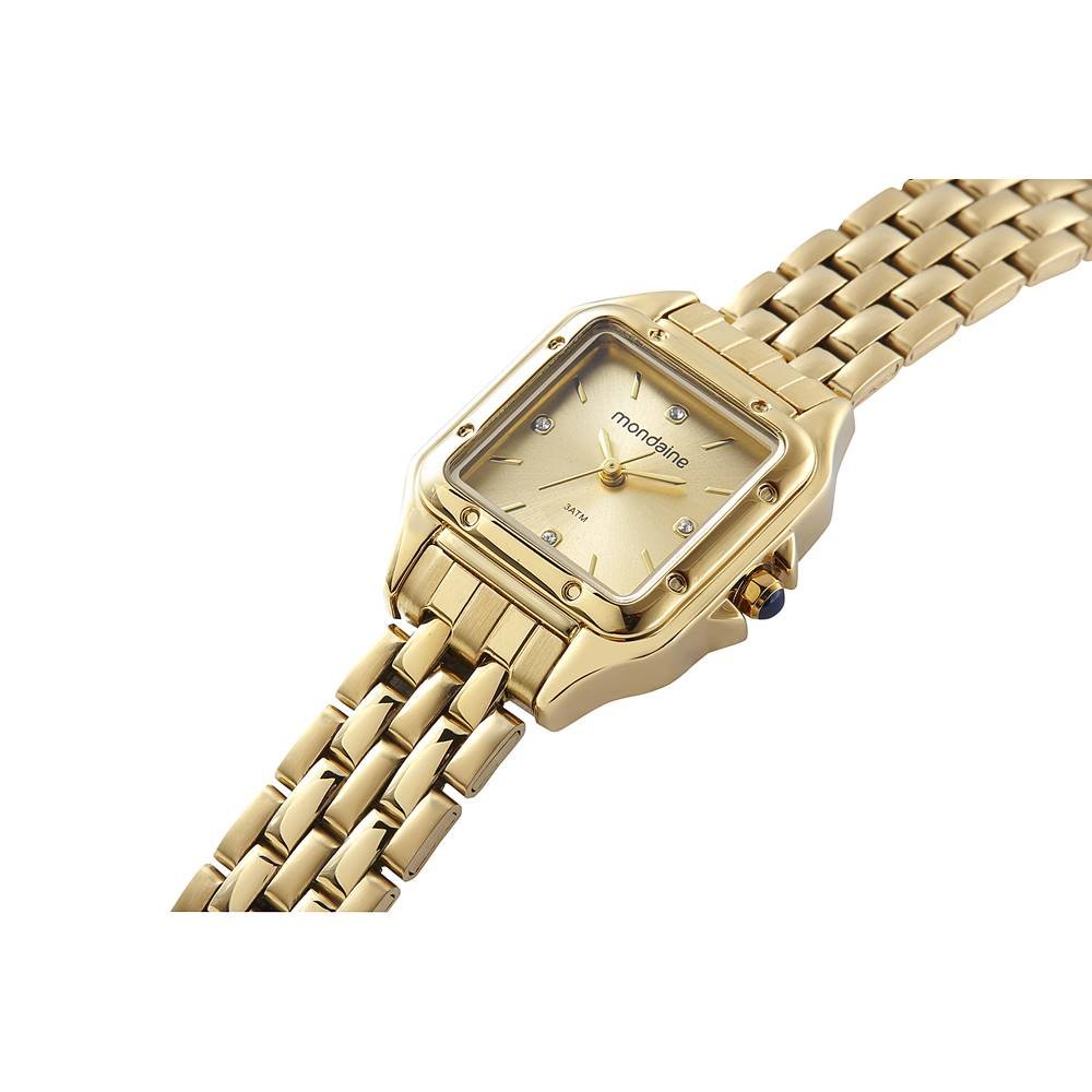 Relogio Mondaine Feminino Ref: 32777lpmvde1 Retangular Dourado