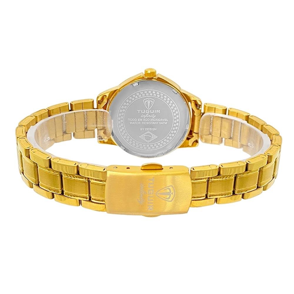 Relógio Tuguir Feminino Ref: 3114b Tgi37054 Aço Casual Dourado Dourado 2