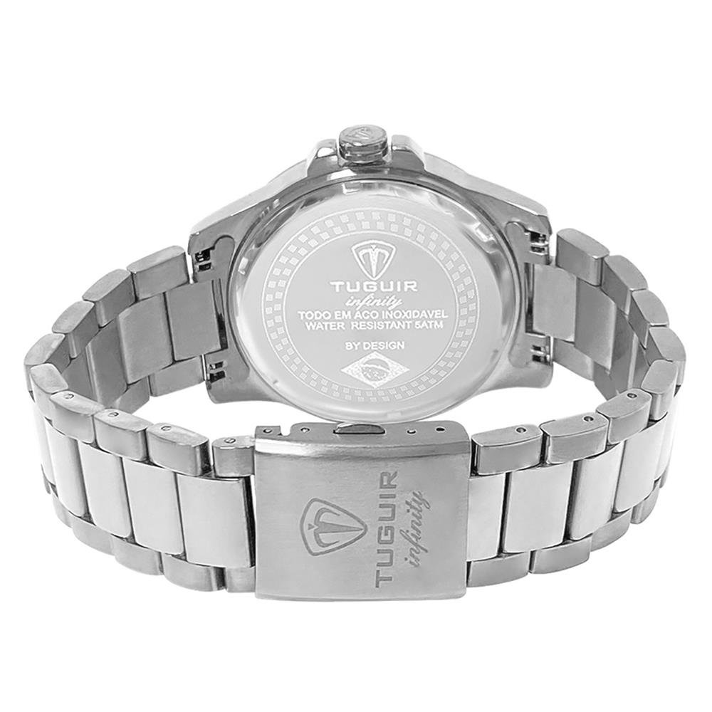 Relógio Tuguir Masculino Ref: 6116b Tgi37023 Multifunção Aço Prateado Prata 2