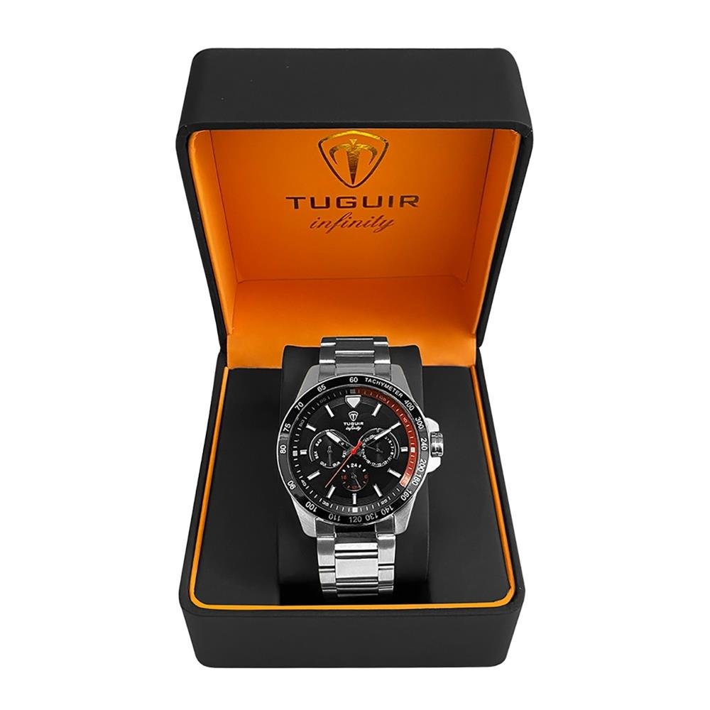 Relógio Tuguir Masculino Ref: 6116b Tgi37023 Multifunção Aço Prateado Prata 3