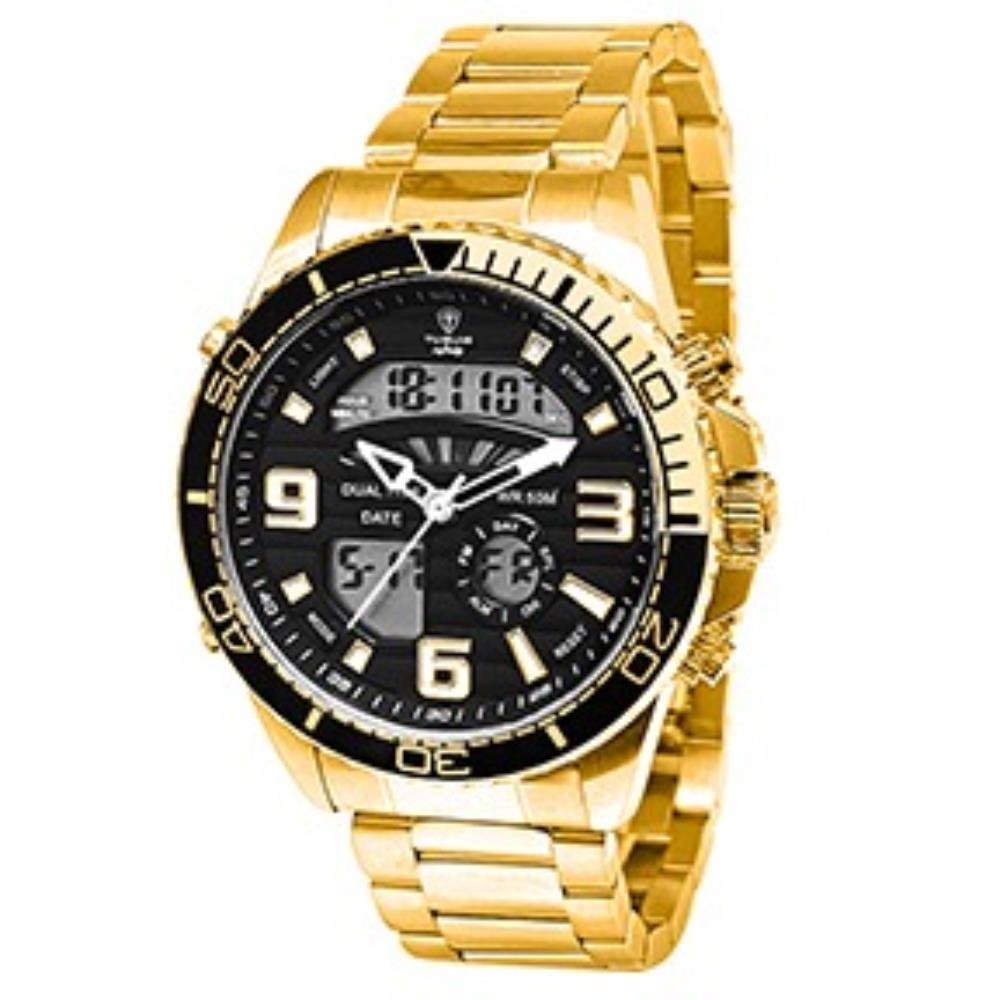 Relógio Tuguir Masculino Ref: 1881 Tgi37017 Anadigi Aço Dourado