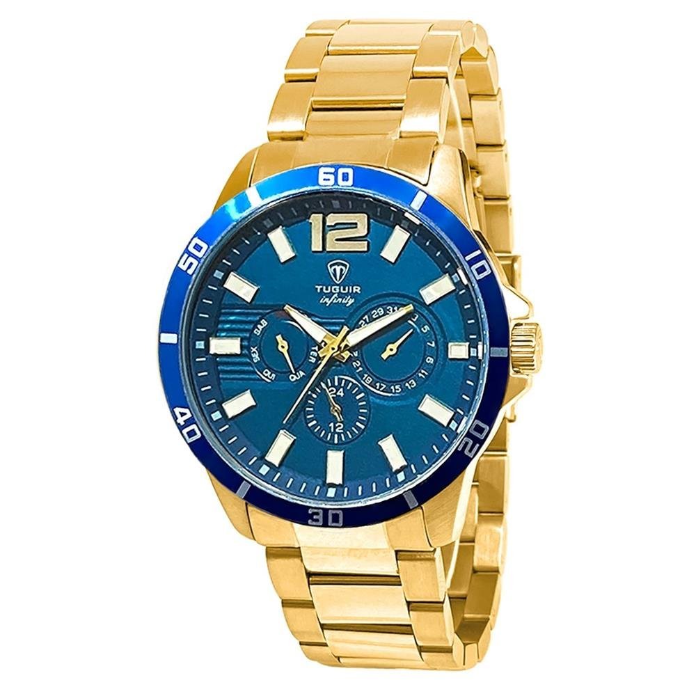 Relógio Tuguir Masculino Ref: 6116c Tgi37039 Multifunção Aço Dourado