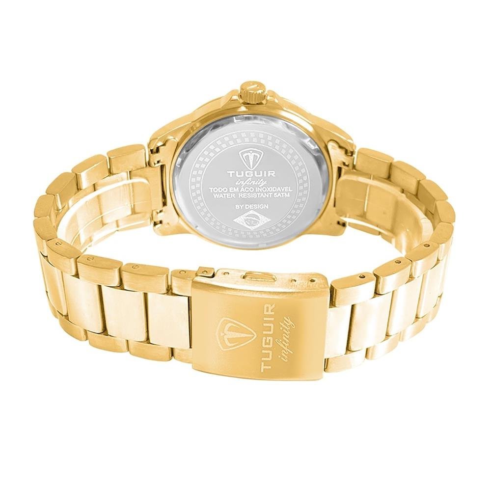 Relógio Tuguir Masculino Ref: 6116c Tgi37039 Multifunção Aço Dourado Dourado 2