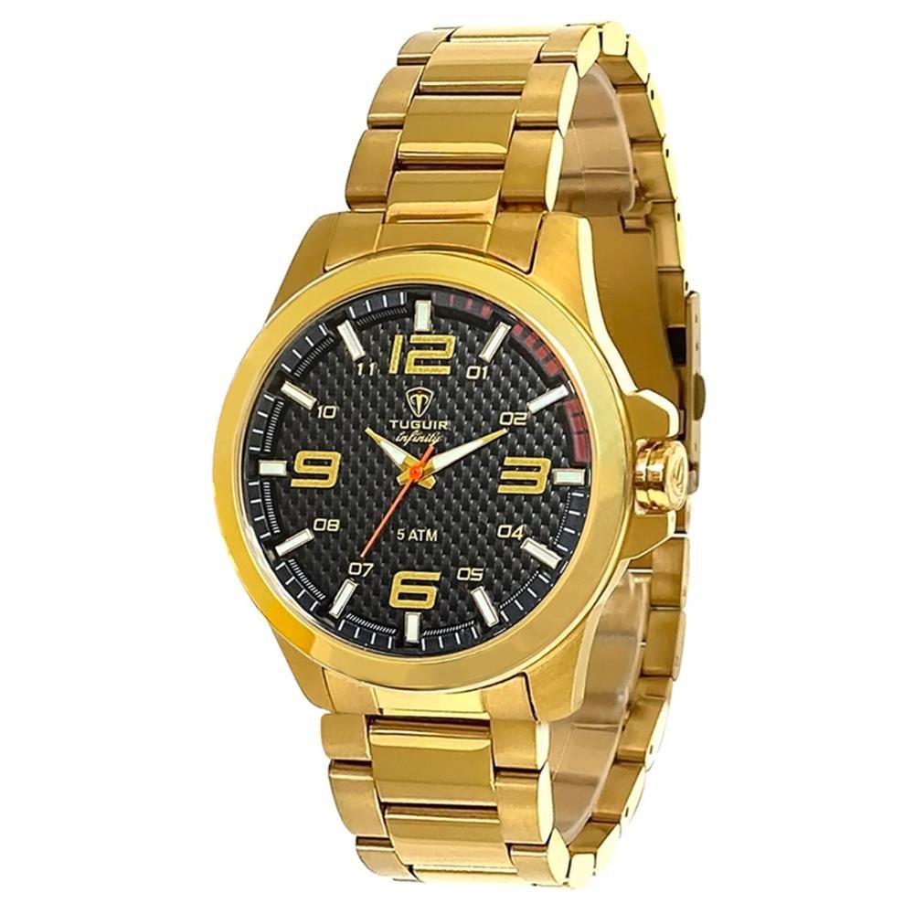 Relógio Tuguir Masculino Ref: 9166d Tgi37006 Casual Aço Dourado Dourado 1