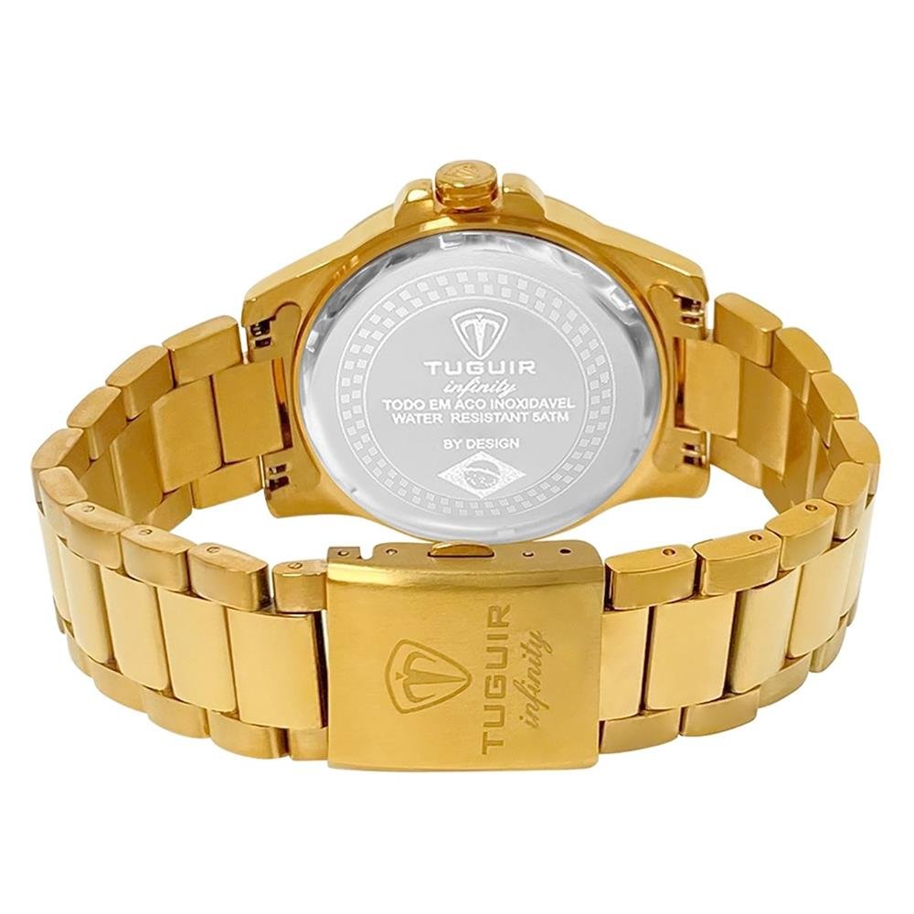 Relógio Tuguir Masculino Ref: 9166d Tgi37006 Casual Aço Dourado Dourado 2