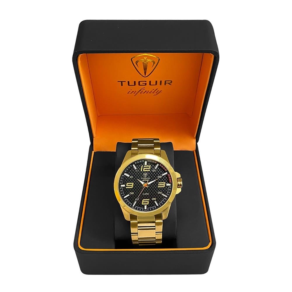 Relógio Tuguir Masculino Ref: 9166d Tgi37006 Casual Aço Dourado Dourado 3
