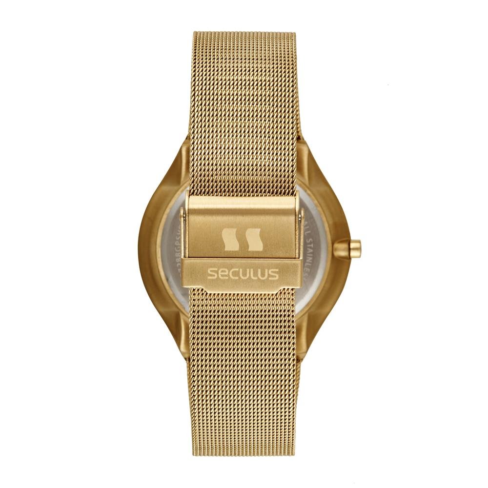 Relógio Seculus Masculino Ref: 77288gpsvda2 Slim Mesh Dourado Dourado 3