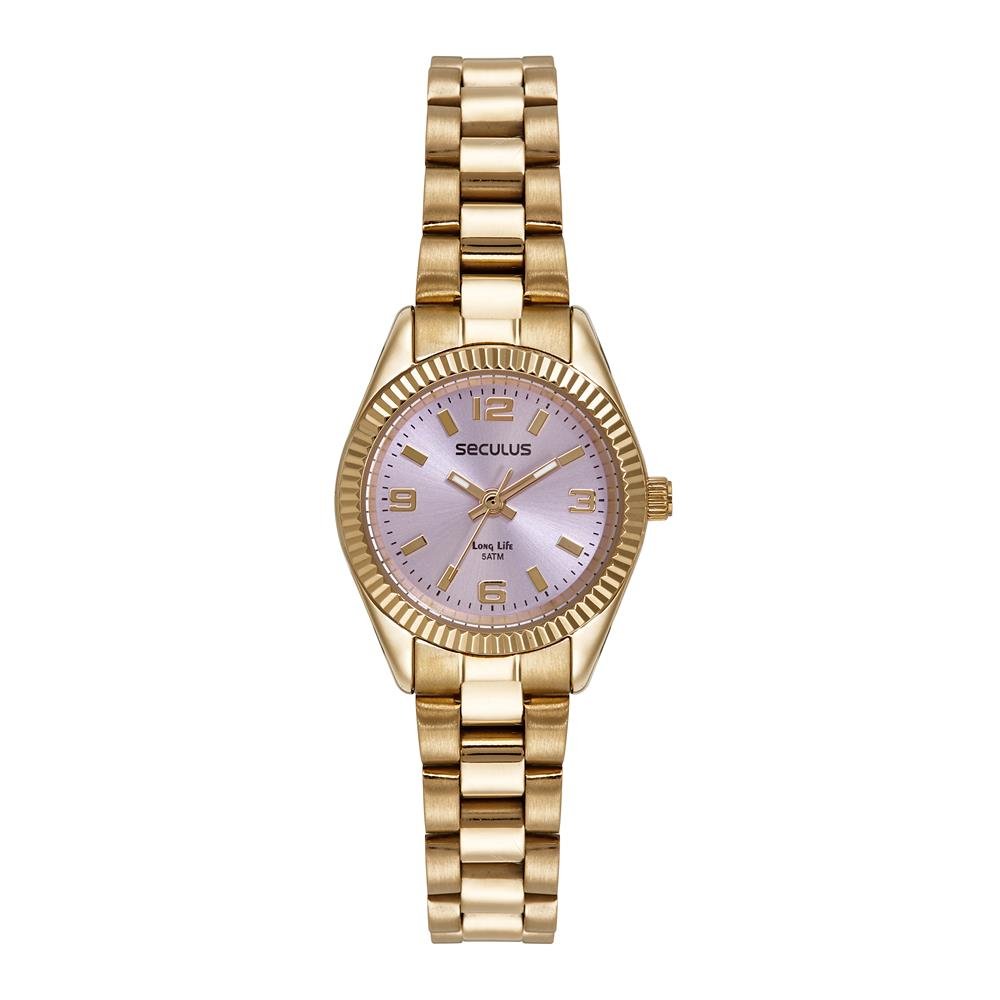 Relógio Seculus Feminino Ref: 77286lpsvda2 Clássico Aço Dourado
