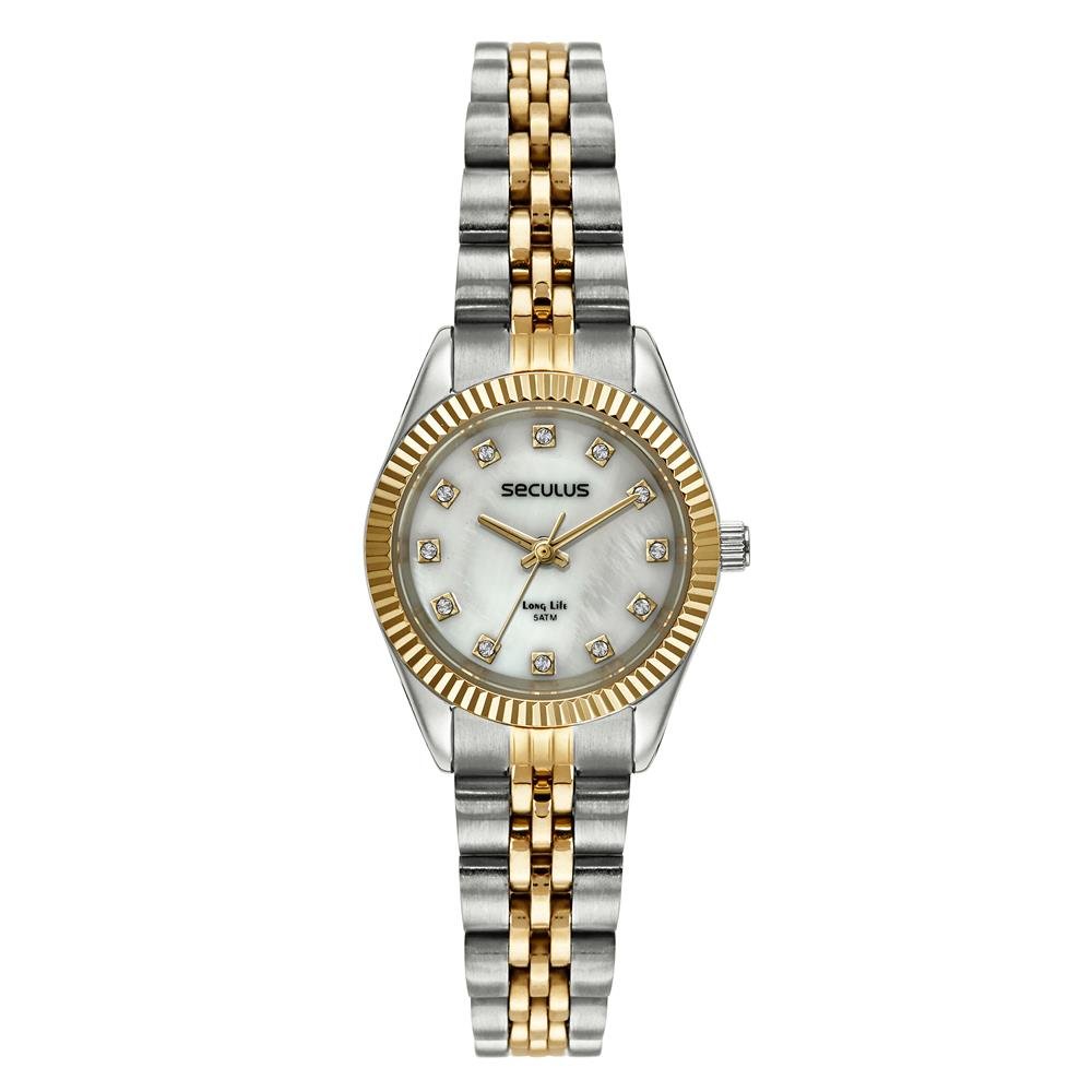 Relógio Seculus Feminino Ref: 77257lpsvba2 Clássico Aço Bicolor Multicores 1